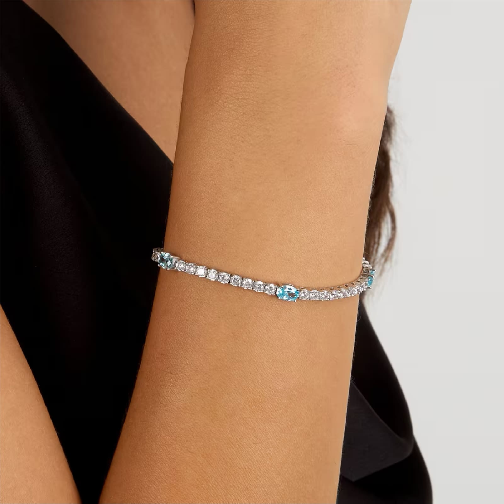 Bracciale Morellato Tesori argento zirconi bianchi e azzurri Regolabile 16-19 cm