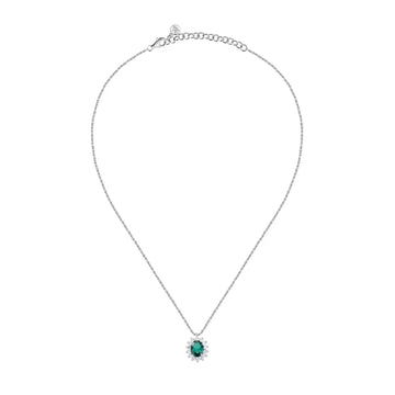 Collana Morellato in argento con pendente di zircone verde MISURA UNICA