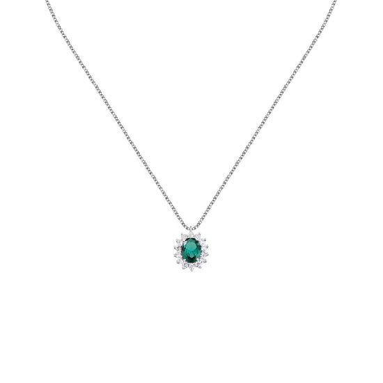 Collana Morellato in argento con pendente di zircone verde MISURA UNICA