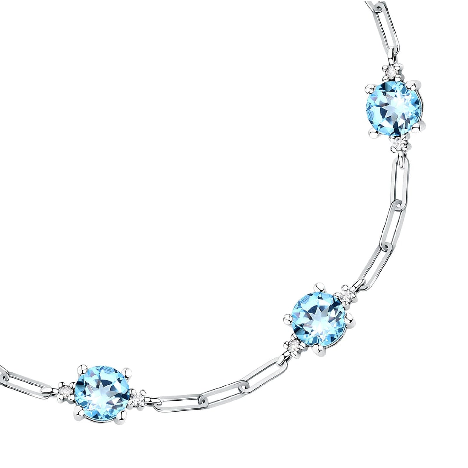 Bracciale catena donna Morellato argento zirconi azzurri Regolabile 16-19 cm