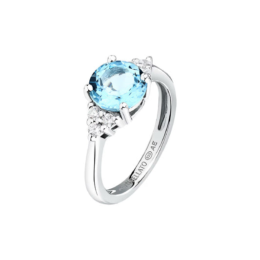 Anello donna Morellato argento zirconi bianchi e azzurro 10
