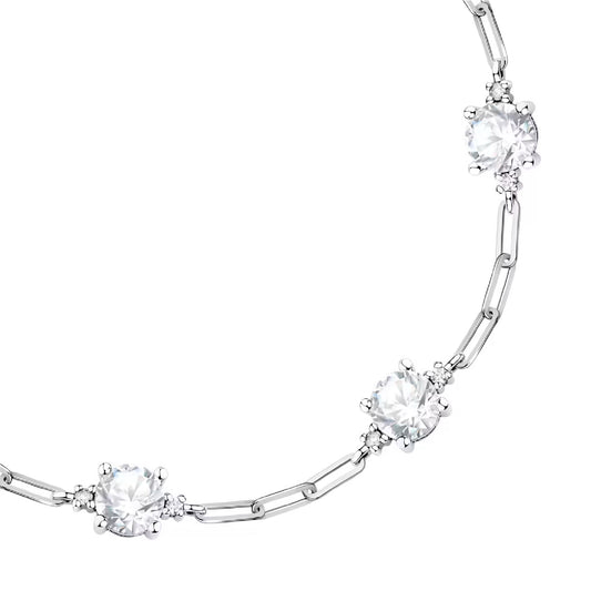 Bracciale catena Morellato argento tre zirconi bianchi Regolabile 16-19 cm