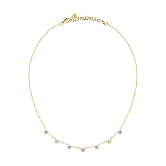 Collana girocollo Morellato argento oro zirconi azzurri MISURA UNICA