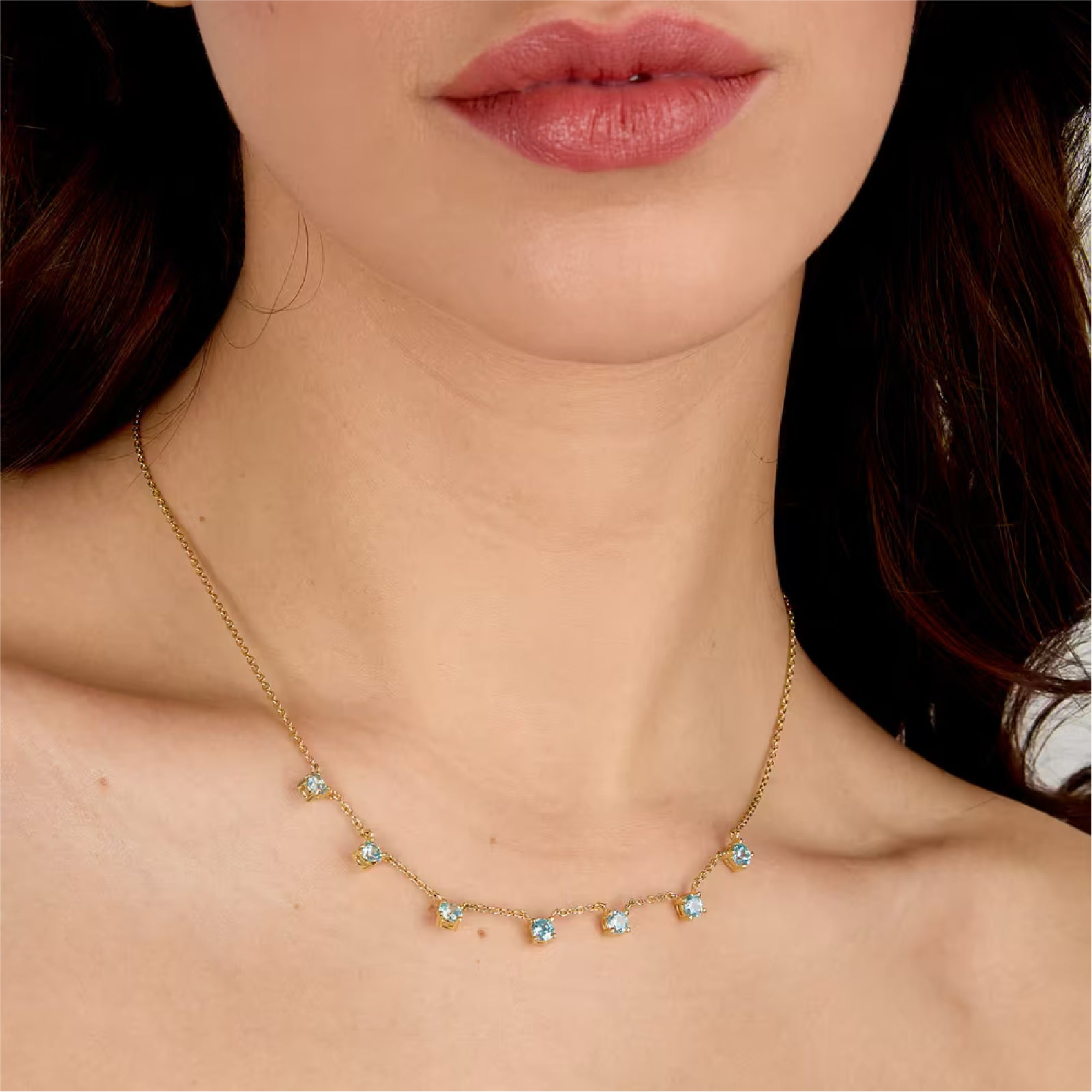 Collana girocollo Morellato argento oro zirconi azzurri MISURA UNICA