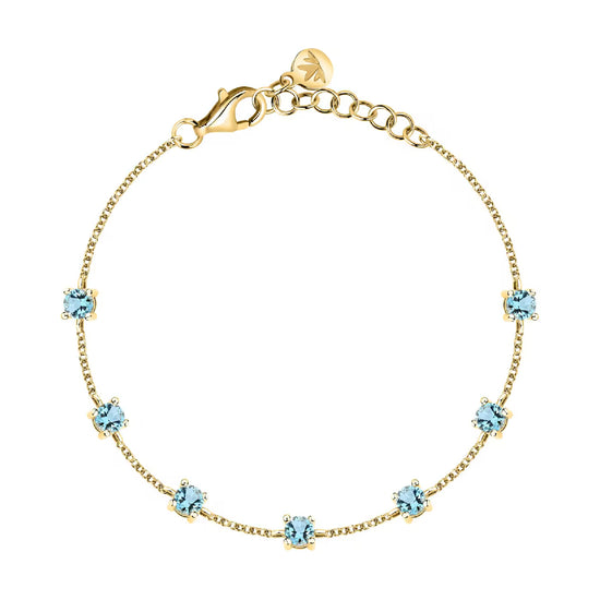 Bracciale catena Morellato argento oro zirconi azzurri Regolabile 16-19 cm