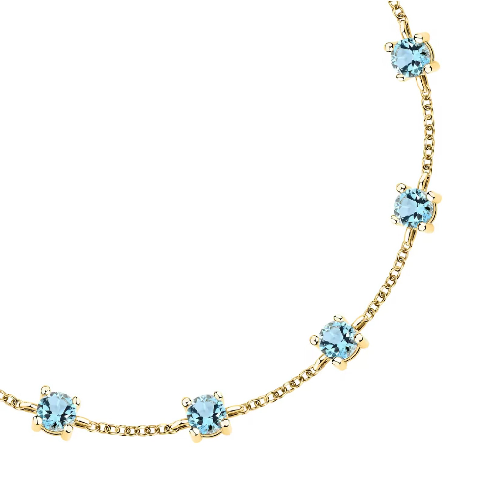 Bracciale catena Morellato argento oro zirconi azzurri Regolabile 16-19 cm
