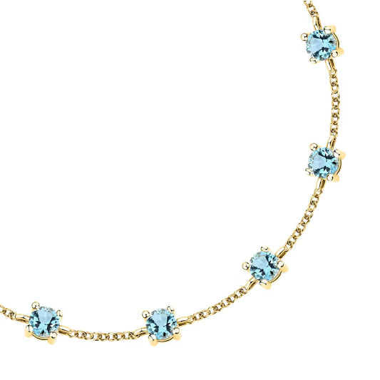 Bracciale catena Morellato argento oro zirconi azzurri Regolabile 16-19 cm