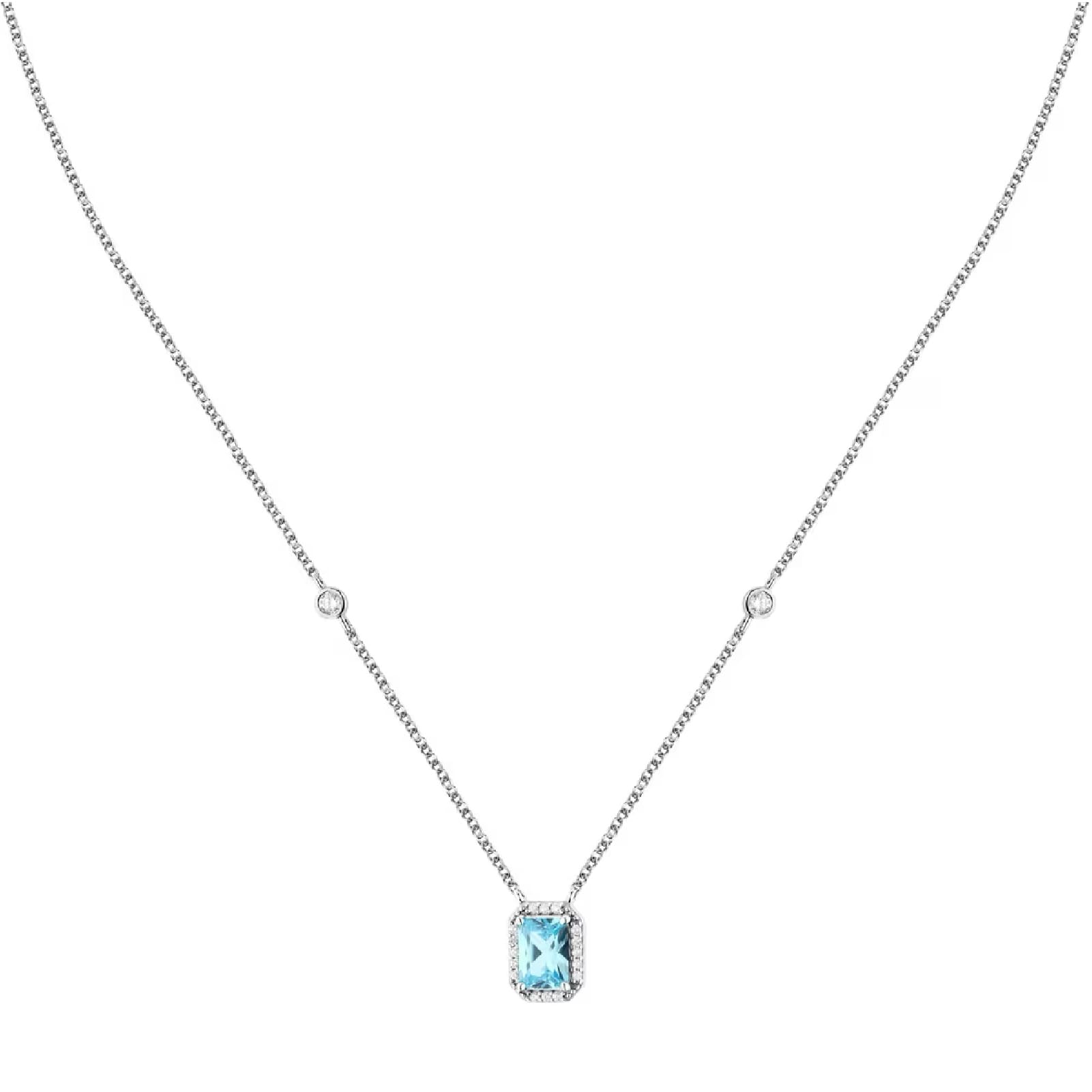 Collana Morellato argento zirconi bianchi e pendente azzurro MISURA UNICA