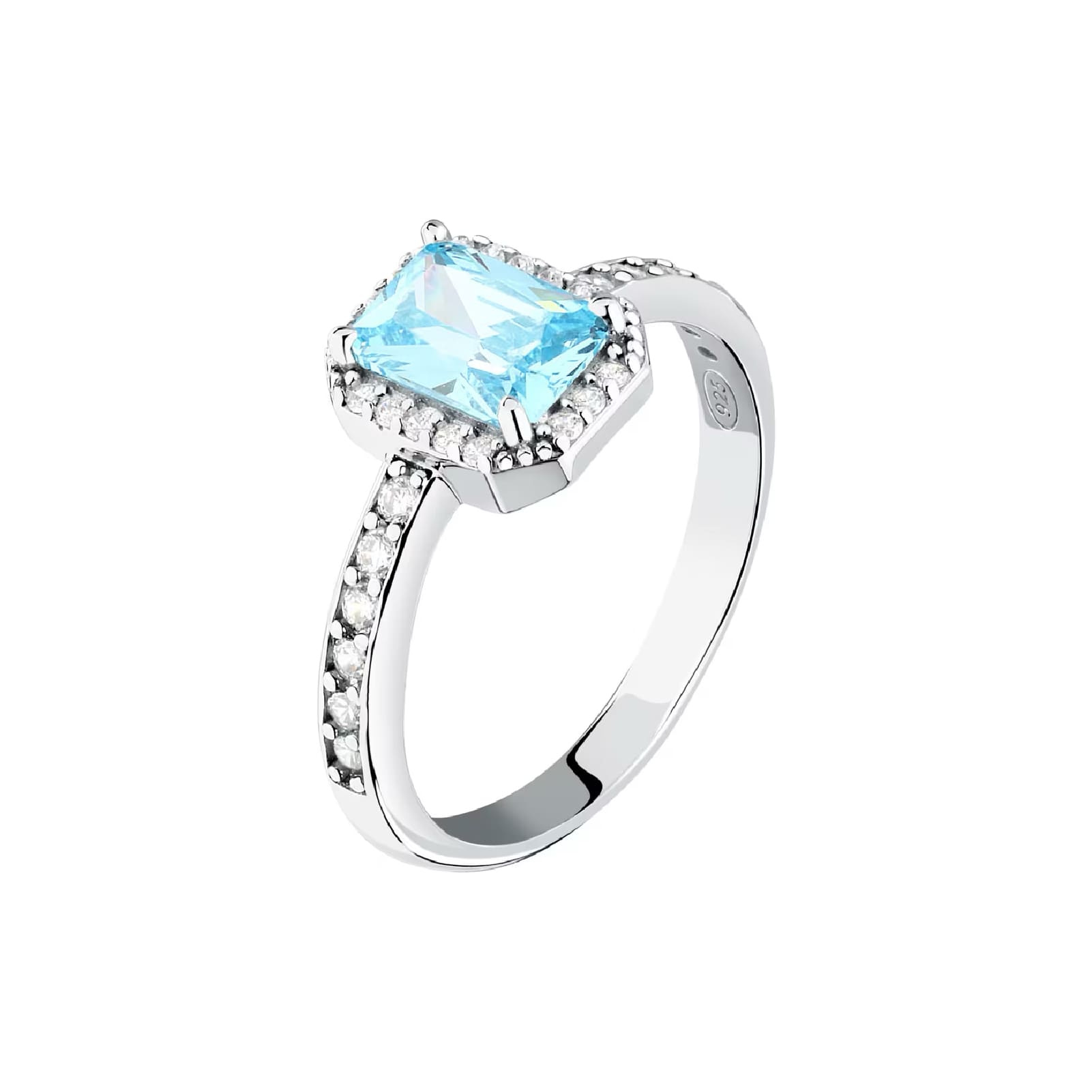 Anello Morellato Tesori in argento e zirconi azzurro e bianco 12