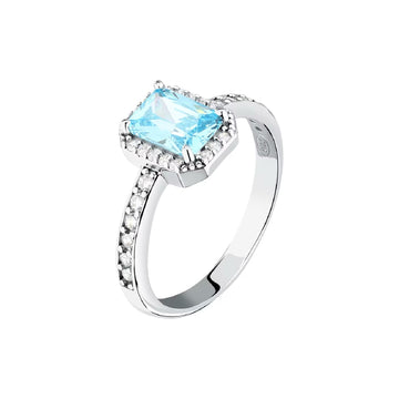 Anello Morellato Tesori in argento e zirconi azzurro e bianco 12