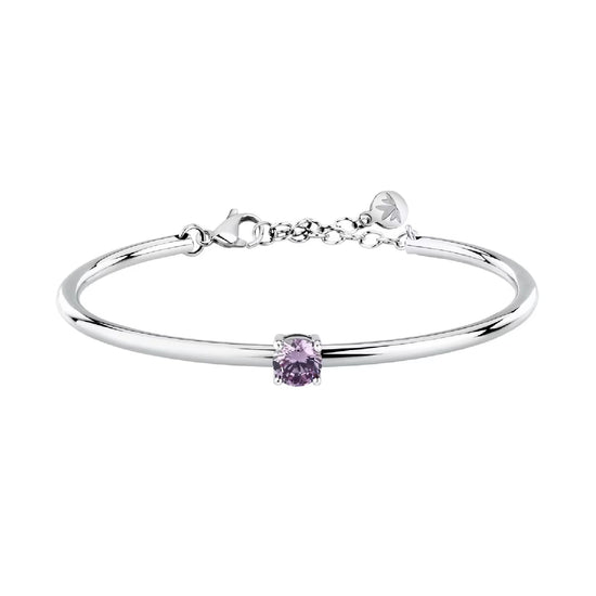 Bracciale bangle Morellato in acciaio con zircone viola diametro 6 cm