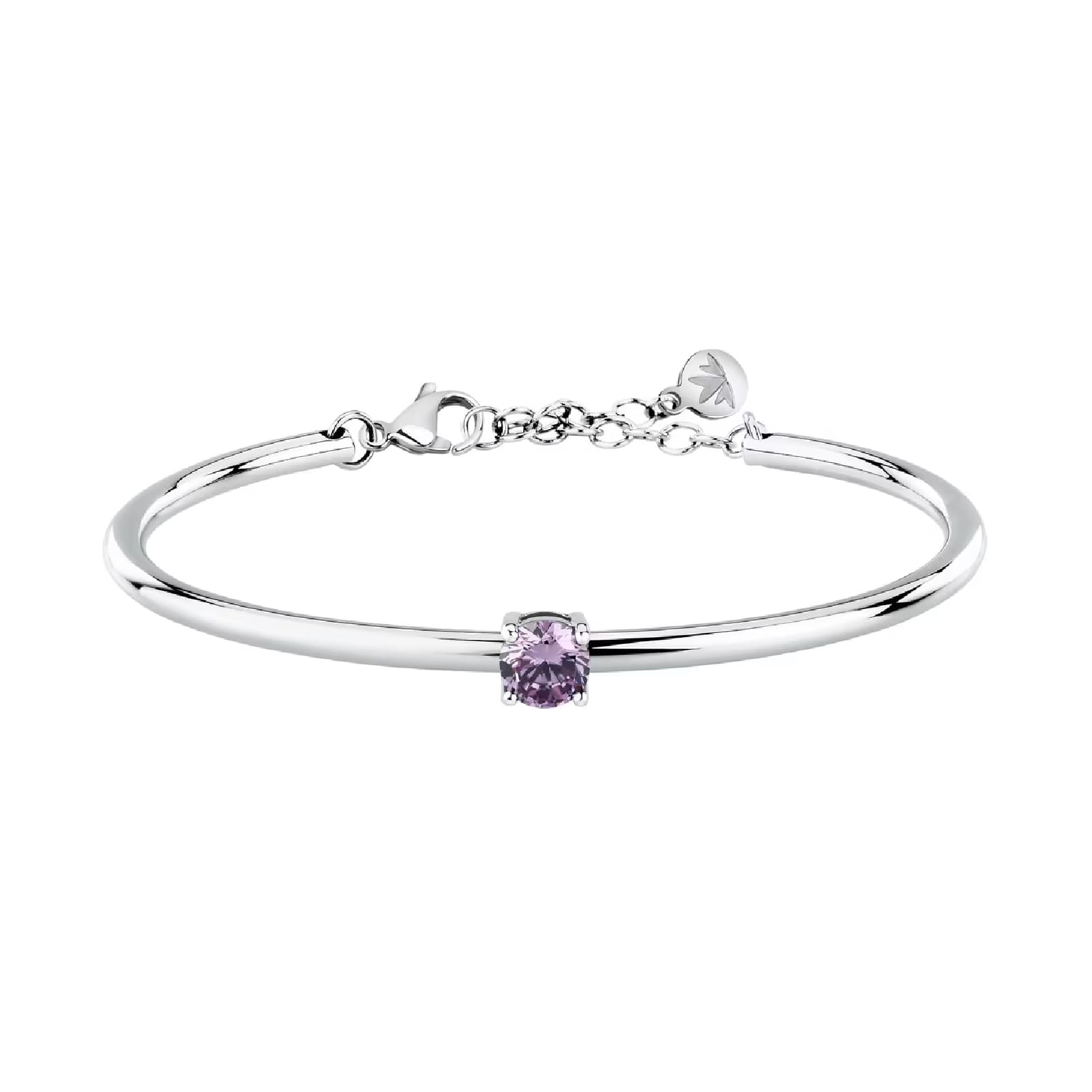 Bracciale bangle Morellato in acciaio con zircone viola diametro 6 cm