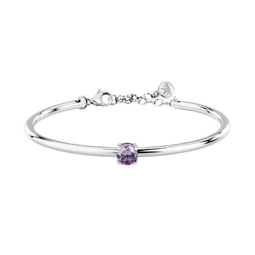 Bracciale bangle Morellato in acciaio con zircone viola diametro 6 cm