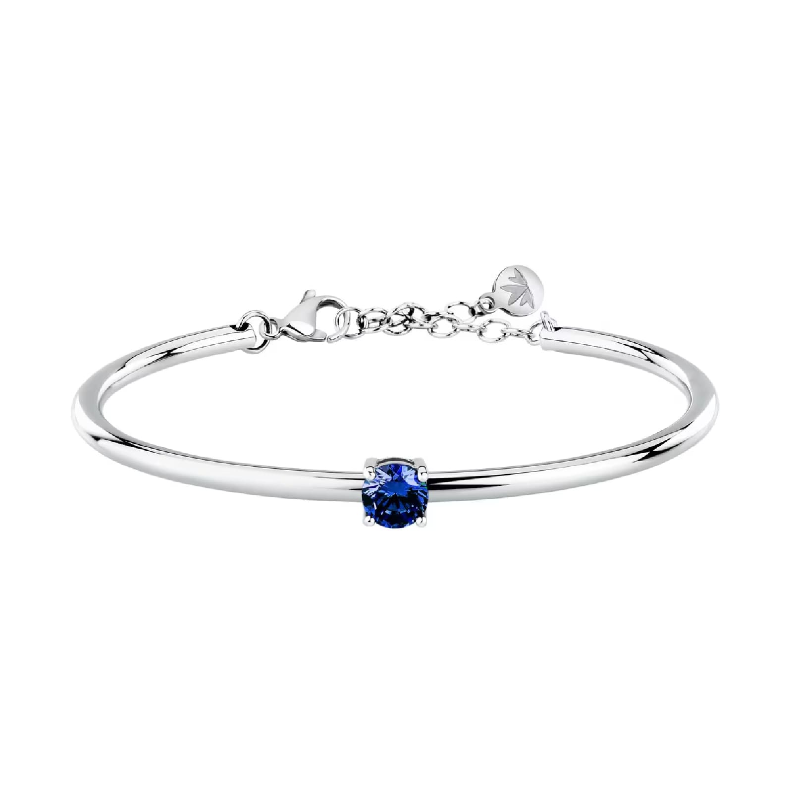 Bracciale bangle Morellato in acciaio con zircone blu diametro 6 cm