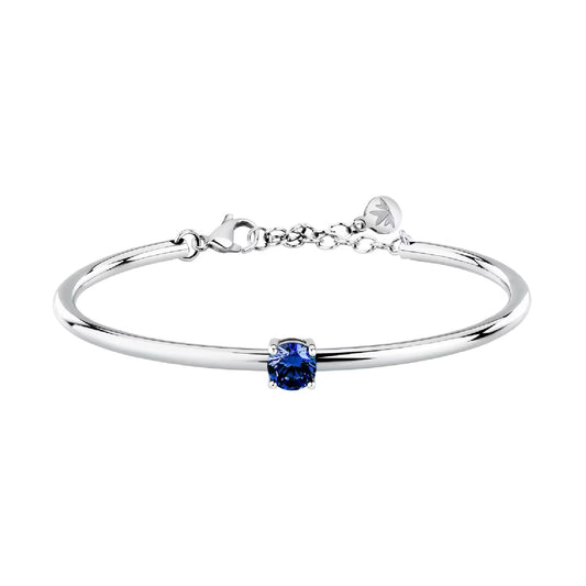 Bracciale bangle Morellato in acciaio con zircone blu diametro 6 cm