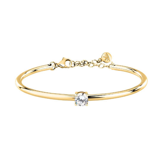 Bracciale Morellato in acciaio dorato con zircone bianco diametro 6 cm