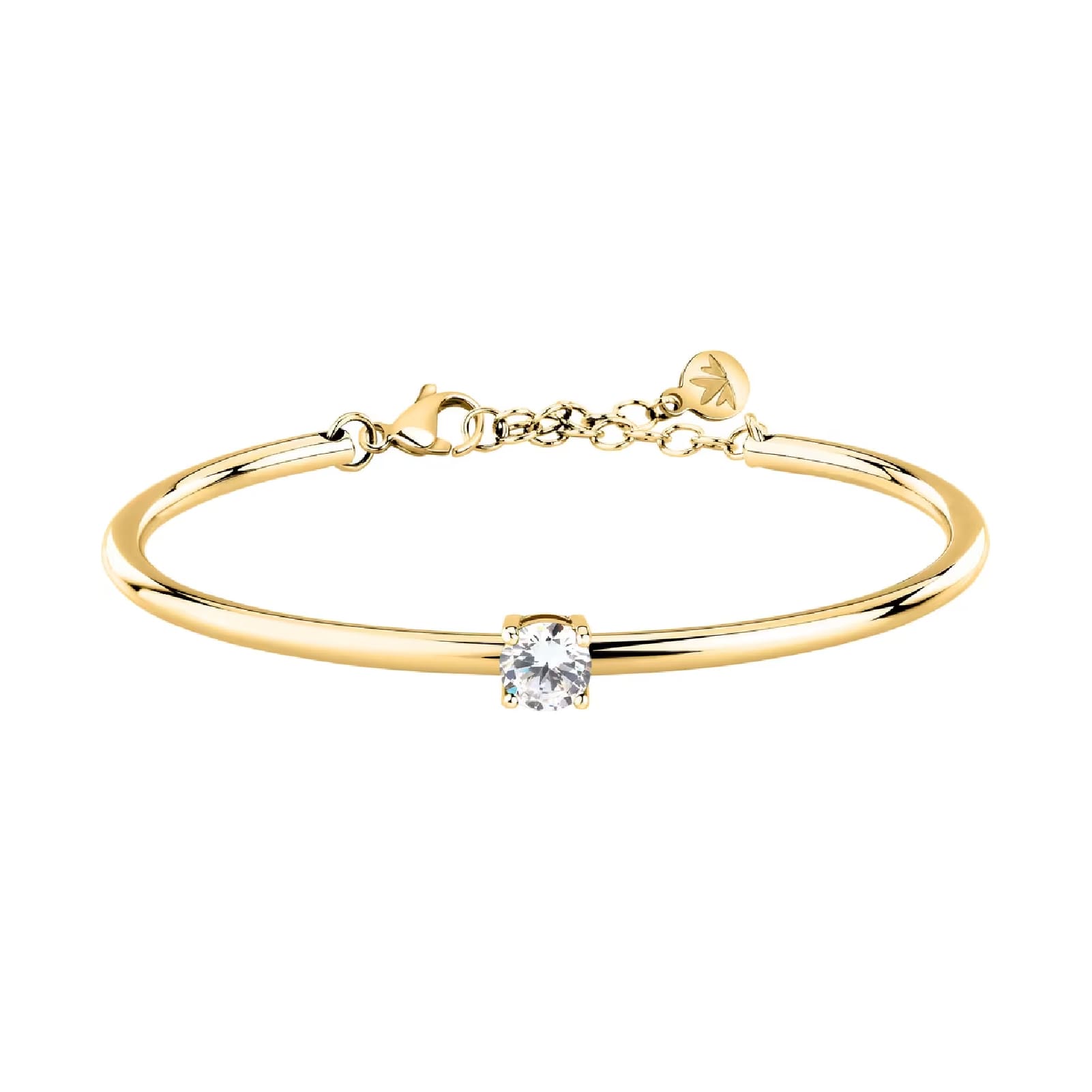Bracciale Morellato in acciaio dorato con zircone bianco diametro 6 cm