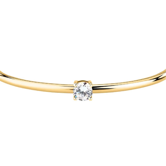 Bracciale Morellato in acciaio dorato con zircone bianco diametro 6 cm