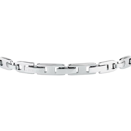 Bracciale Morellato Motown acciaio argento e zirconi neri uomo 21,5 cm