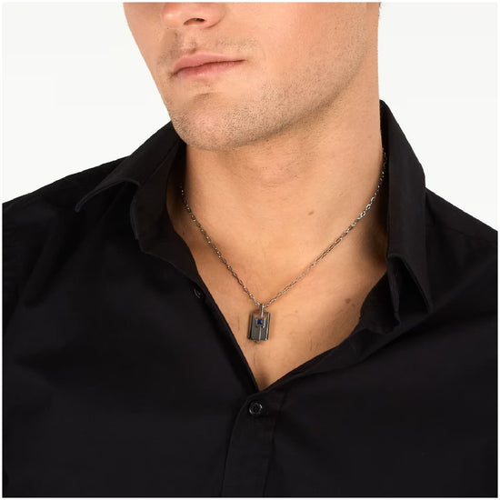 Collana con pendente Morellato in acciaio con zircone blu MISURA UNICA