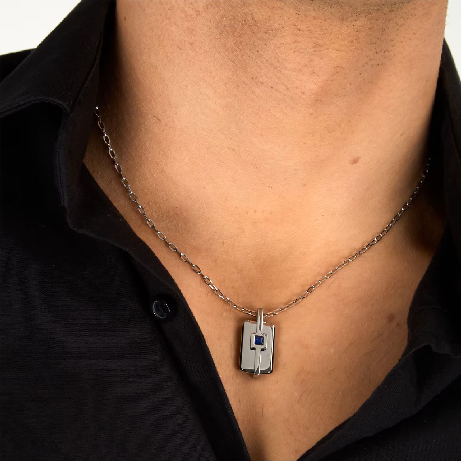 Collana con pendente Morellato in acciaio con zircone blu MISURA UNICA