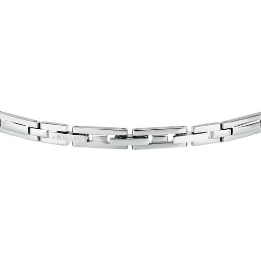 Bracciale catena Morellato in acciaio con zircone blu da uomo 21,5 cm