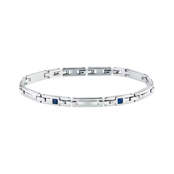 Bracciale catena Morellato in acciaio con due zirconi blu 21,5 cm