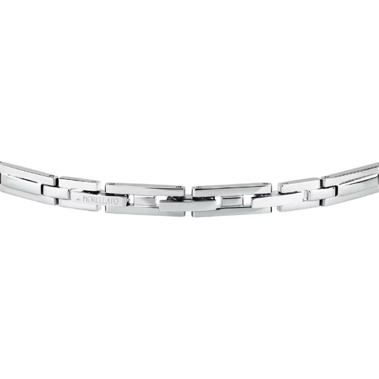 Bracciale catena Morellato in acciaio con due zirconi blu 21,5 cm