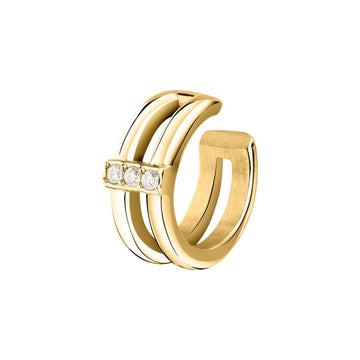 Earcuff Morellato in acciaio dorato doppia fascia e cristalli MISURA UNICA