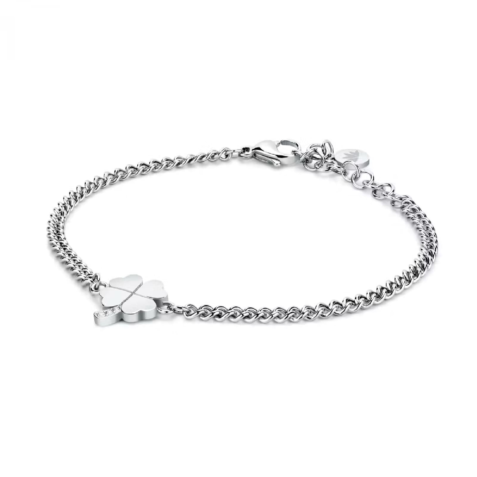 Bracciale catena Morellato Talismani in acciaio quadrifoglio 19 cm