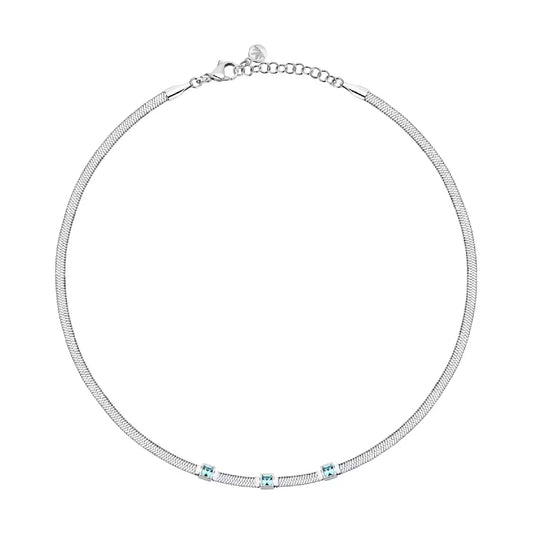 Collana trilogy Morellato in acciaio con cristalli azzurri MISURA UNICA