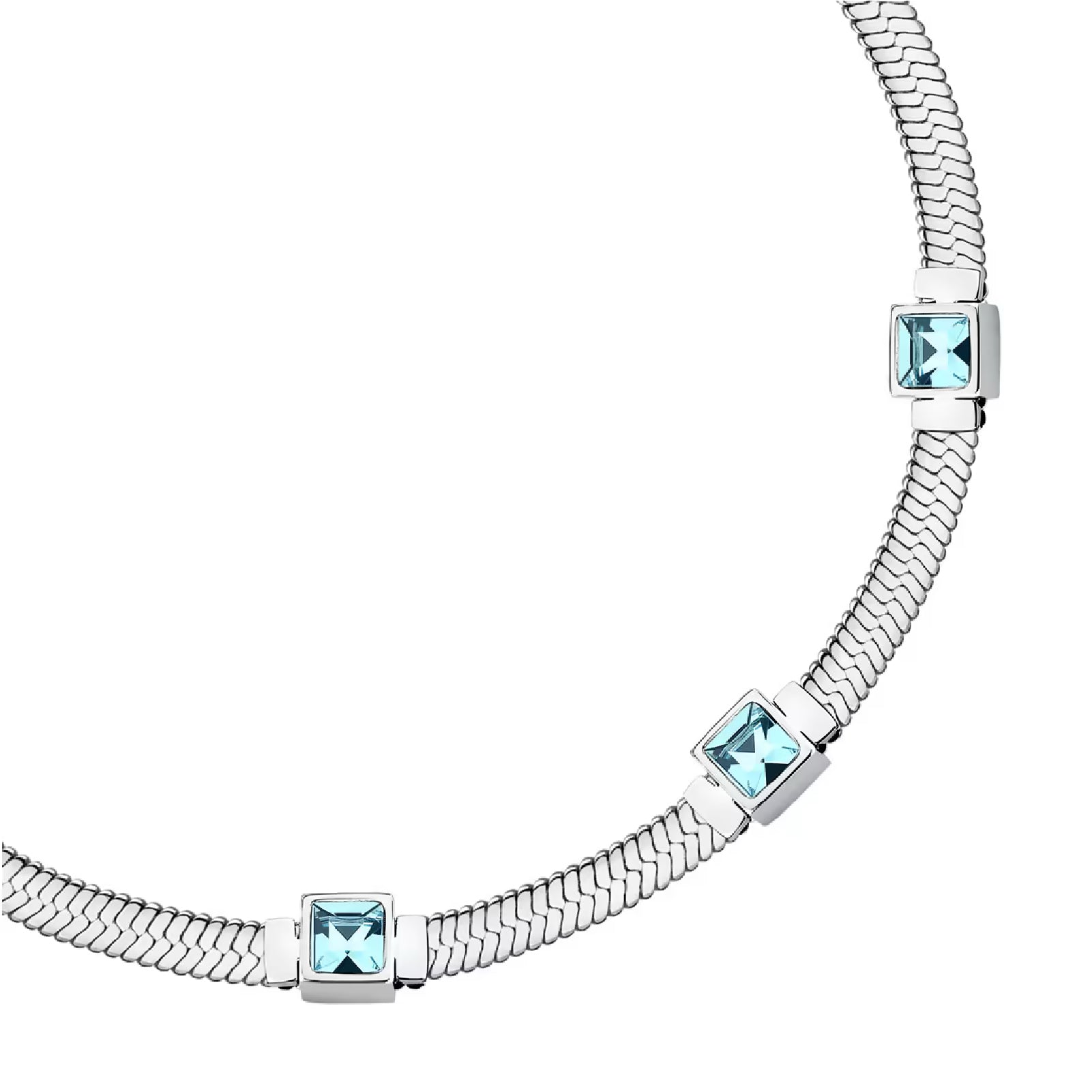 Collana trilogy Morellato in acciaio con cristalli azzurri Regolabile 16-19 cm