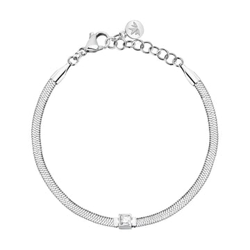 Collana punto luce Morellato acciaio e cristallo bianco Regolabile 16-19 cm
