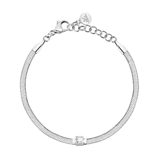 Collana punto luce Morellato acciaio e cristallo bianco Regolabile 16-19 cm