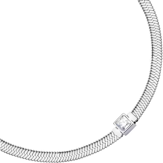Collana punto luce Morellato acciaio e cristallo bianco Regolabile 16-19 cm