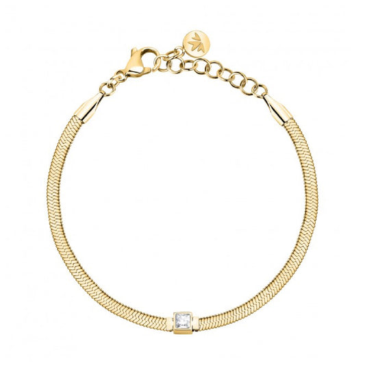 Collana Morellato acciaio dorato con cristallo bianco Regolabile 16-19 cm
