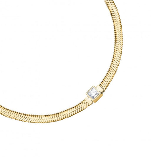 Collana Morellato acciaio dorato con cristallo bianco Regolabile 16-19 cm