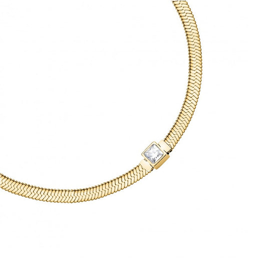 Collana Morellato acciaio dorato con cristallo bianco Regolabile 16-19 cm