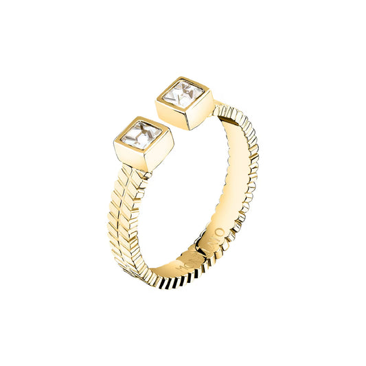 Anello aperto Morellato in acciaio oro cristalli bianchi 12