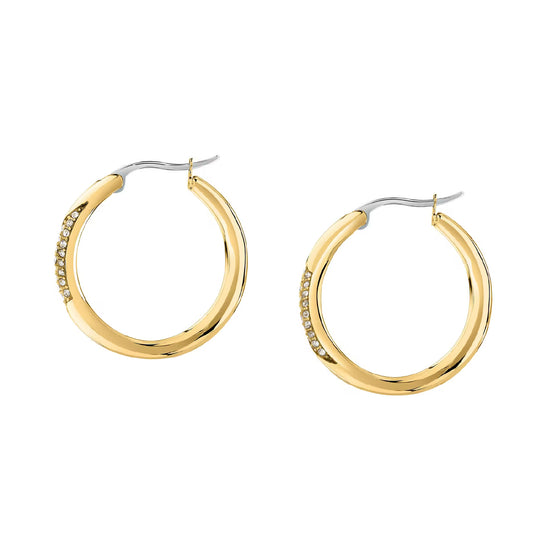 Orecchini cerchio Morellato Design pvd oro e cristalli bianchi MISURA UNICA