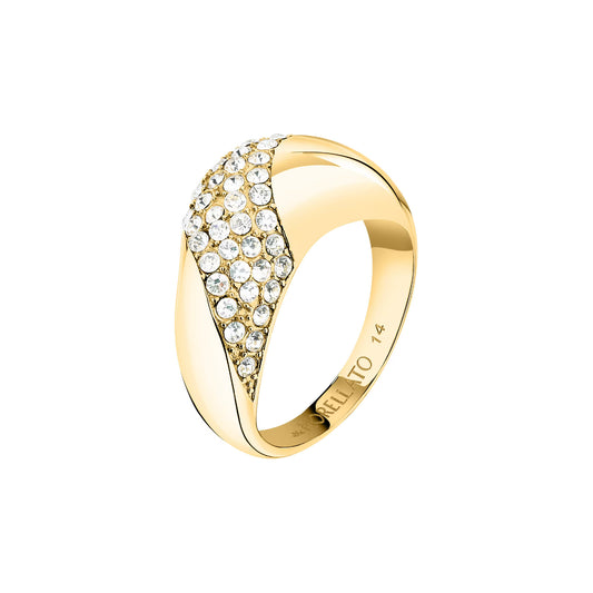 Anello donna Morellato Design in pvd oro e cristalli bianchi 14