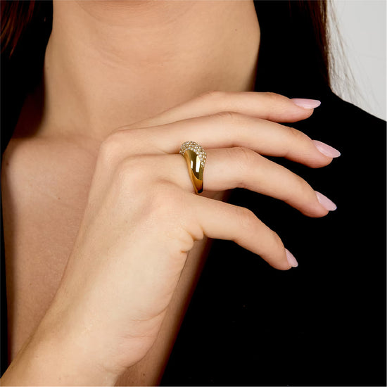 Anello donna Morellato Design in pvd oro e cristalli bianchi 14