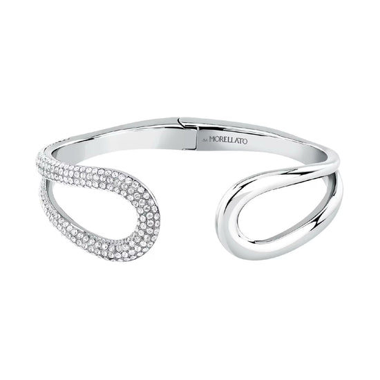 Bracciale bangle Morellato in acciaio rodiato con cristalli
