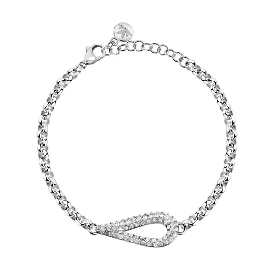 Bracciale catena Morellato in acciaio rodiato con cristalli Regolabile 16-19 cm