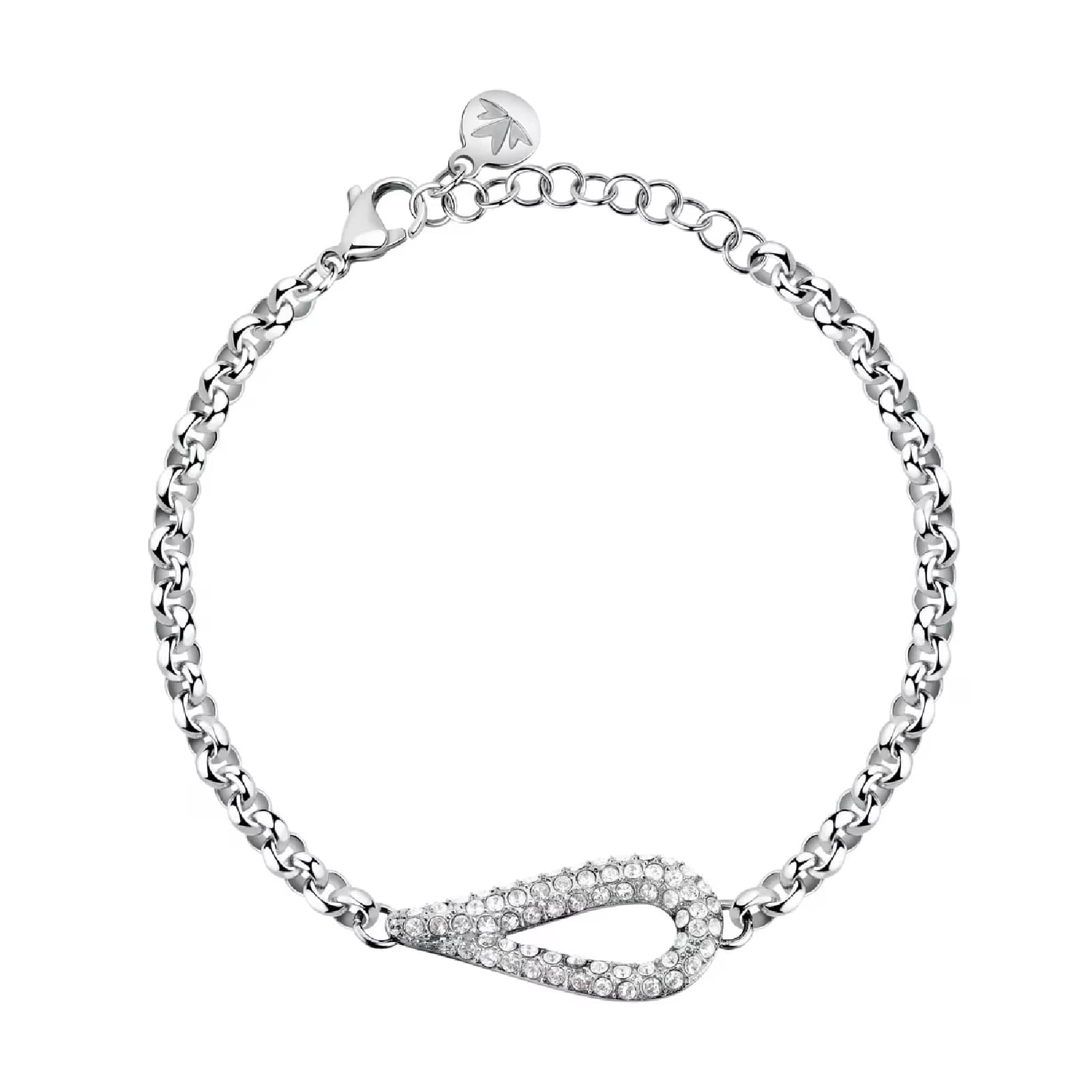 Bracciale catena Morellato in acciaio rodiato con cristalli Regolabile 16-19 cm