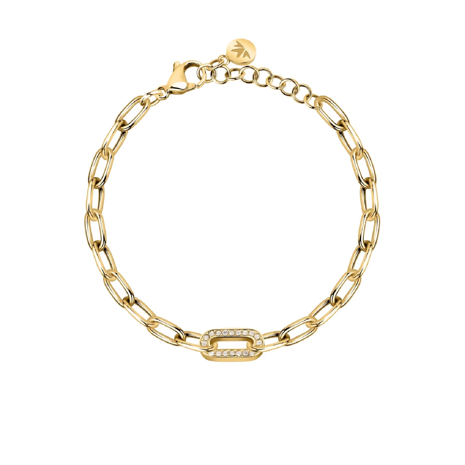 Bracciale catena Morellato in acciaio dorato con cristalli Regolabile 16-19 cm
