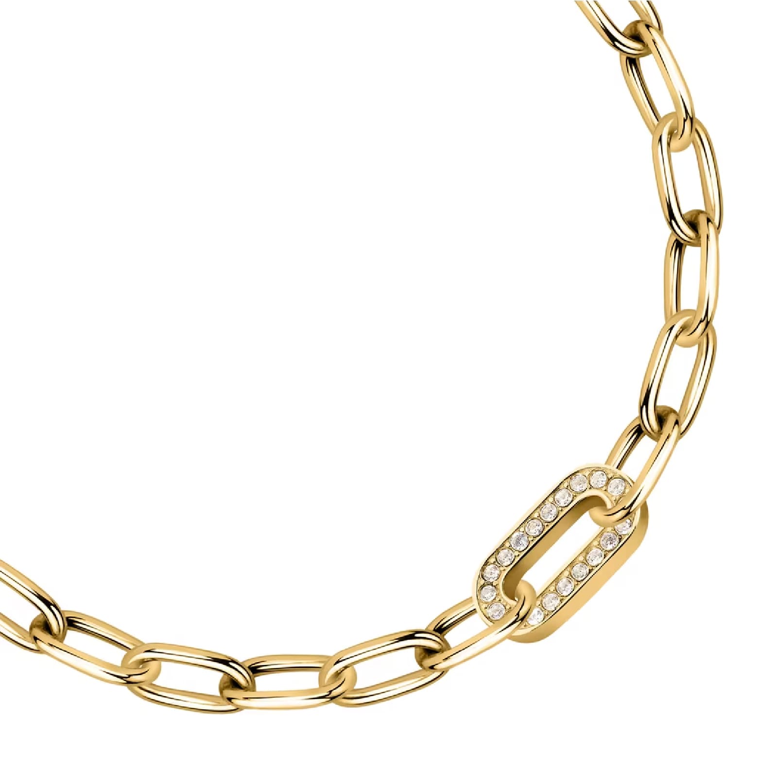 Bracciale catena Morellato in acciaio dorato con cristalli Regolabile 16-19 cm