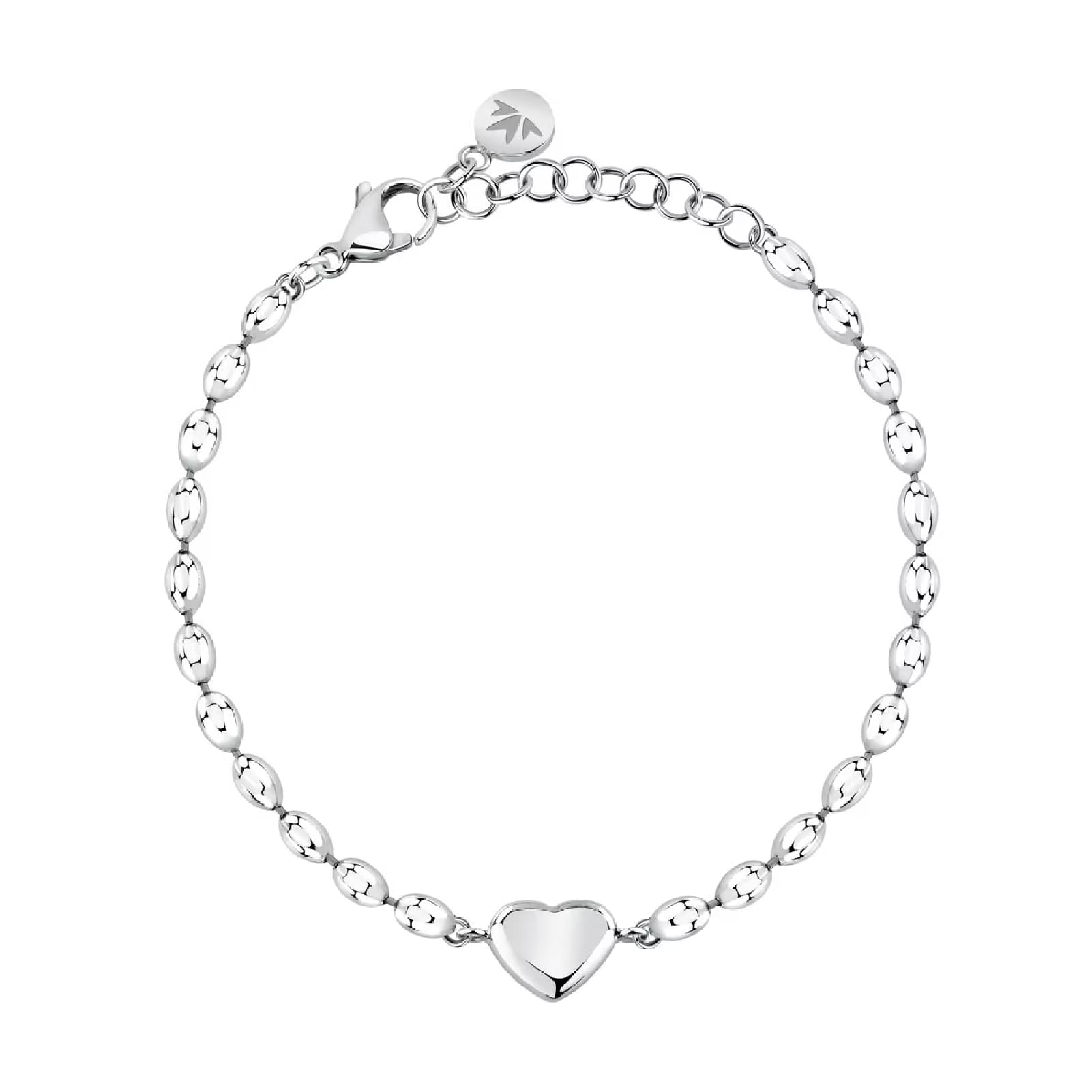 Bracciale catena Morellato in acciaio rodiato con cuore Regolabile 16-19 cm