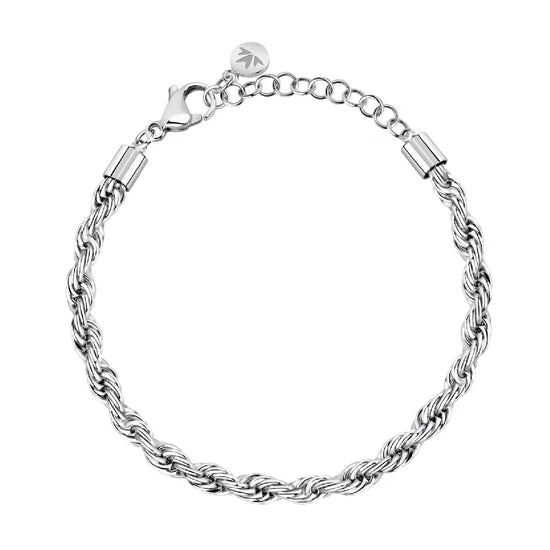 Bracciale spesso Morellato in acciaio rodiato con intreccio Regolabile 16-20 cm