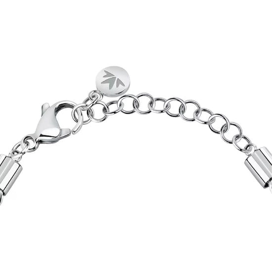 Bracciale spesso Morellato in acciaio rodiato con intreccio Regolabile 16-20 cm